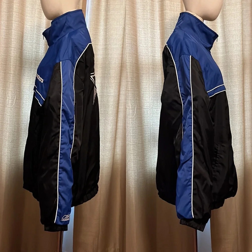 Dallas Cowboys Reebok Windbreaker Zip Up Jacket Blue Black White Mens XL